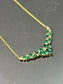 Vintage 14K Gold Marquise Emerald Diamond Cluster Necklace