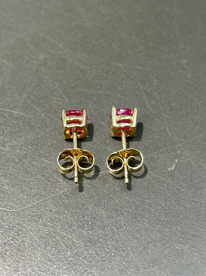14K Yellow Gold Ruby Stud Earring