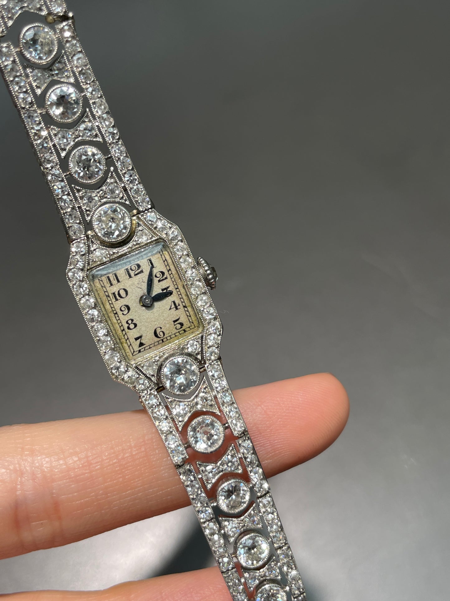 Art Deco French Platinum 8.10 CTW Diamond Watch Bracelet