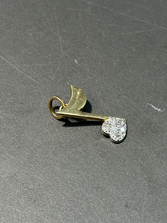 Vintage 14K Gold Diamond Quaver Music Note Charm