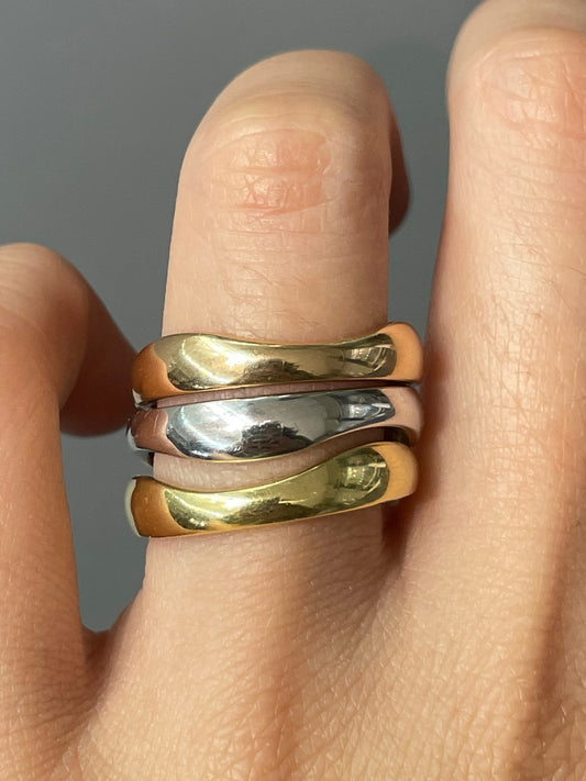 Cartier 18K Gold Yellow Rose White Love Me Wave Set Ring