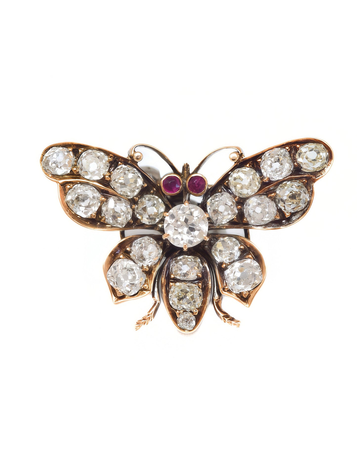 Antique 14K Gold Diamond 4.41 CTW Butterfly Brooch