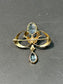 Art Nouveau Krementz & Co. 14K Gold Aquamarine Seed Pearl Enamel Brooch