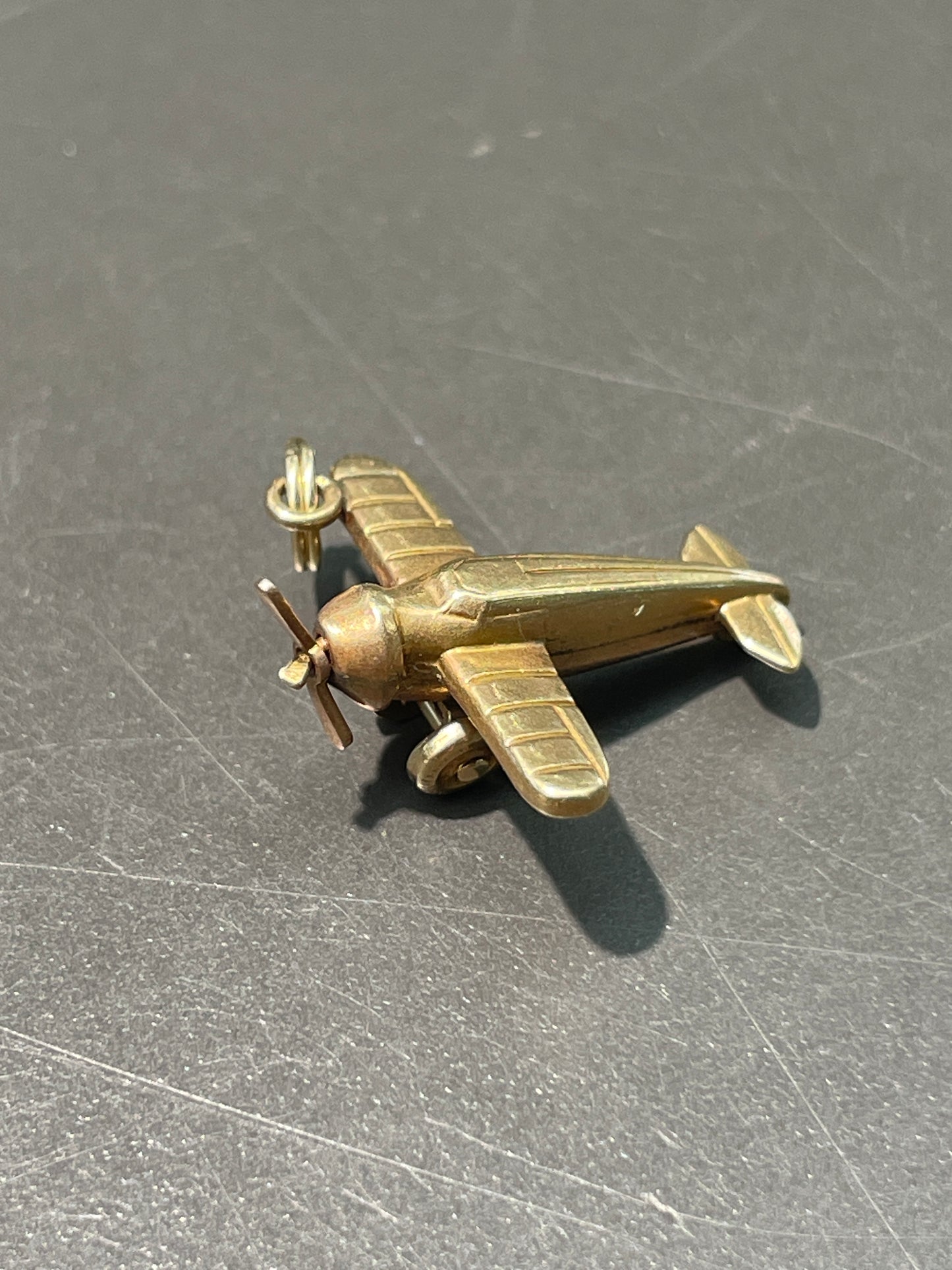 Vintage 14K Gold Articulating Propeller Plane Charm