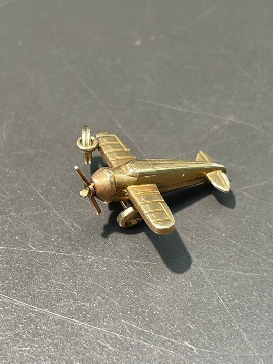 Vintage 14K Gold Articulating Propeller Plane Charm