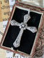 Art Deco Platinum Seed Pearl and Diamond Cross Pendant