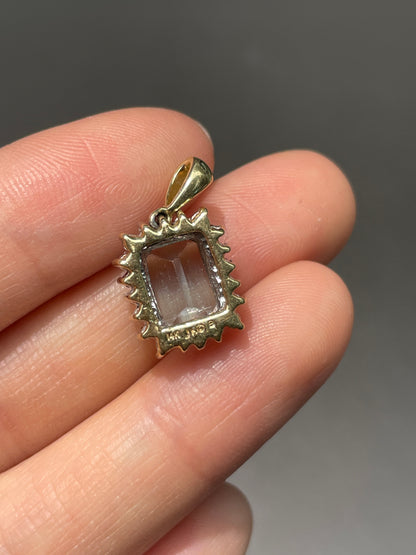 Vintage 14K Gold Aquamarine Diamond Halo Charm