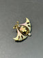 Art Nouveau 14K Gold Ginkgo Leaf Diamond and Pearl Enamel Brooch