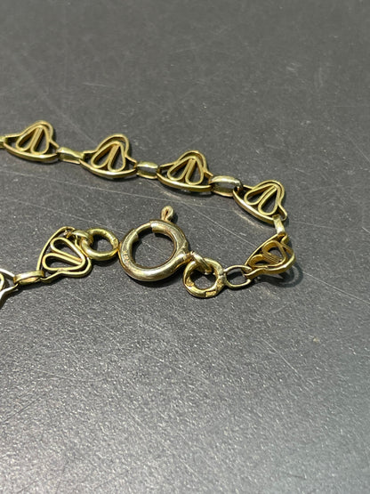 Antique French 18K Yellow Gold Diamond Pearl Filigree Collier Necklace