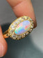 Antique 14K Gold 1.04 CTW Opal Diamond Halo East to West Ring