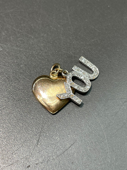 Vintage 14K Yellow Gold Diamond “Love You” Charm