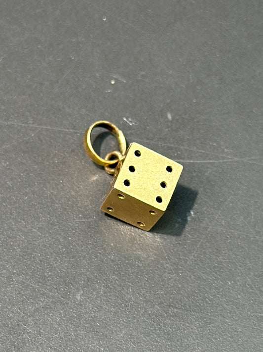 复古 18K 金骰子吊饰