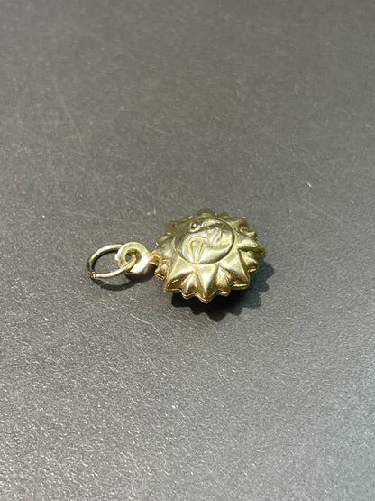 Vintage 14K Yellow Gold Puffy Sun Man Face Charm Pendant