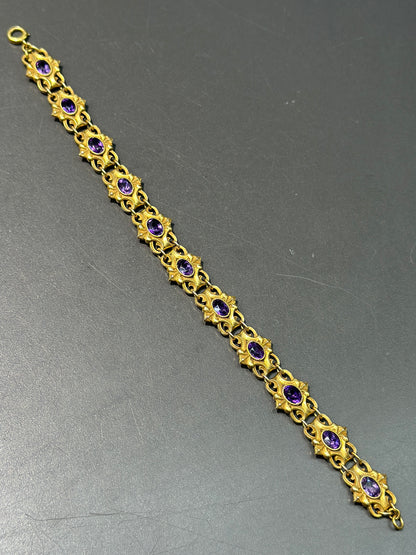 Art Nouveau Dreher &amp; Son, Bracelet améthyste en or EA 14 carats