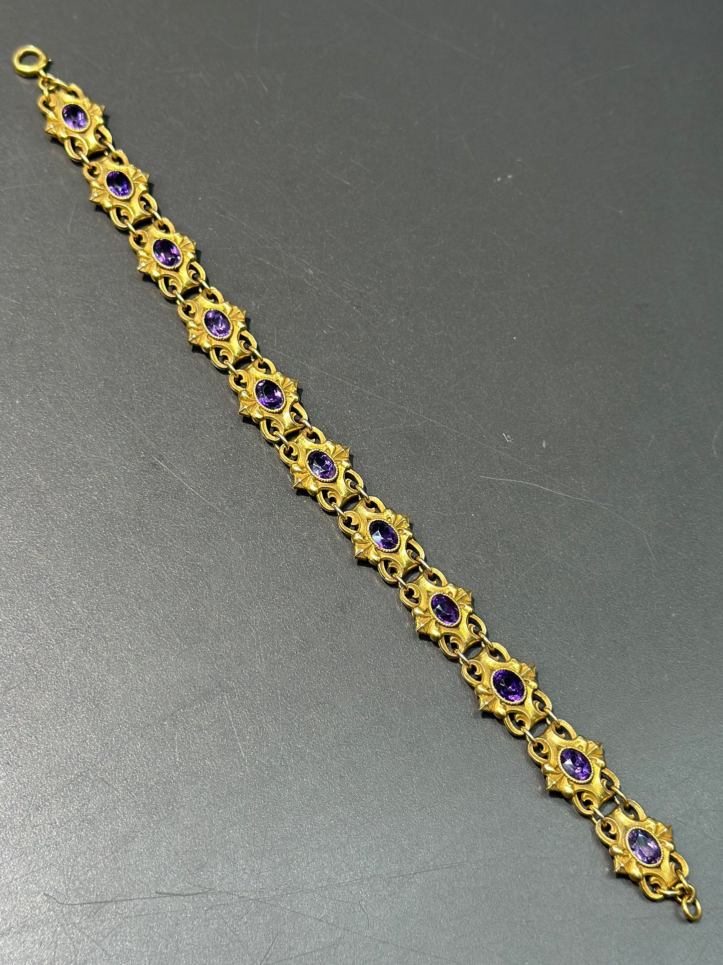 Art Nouveau Dreher &amp; Son, Bracelet améthyste en or EA 14 carats