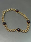 Vintage 18K Gold Garnet Cabochon Curblink Bracelet