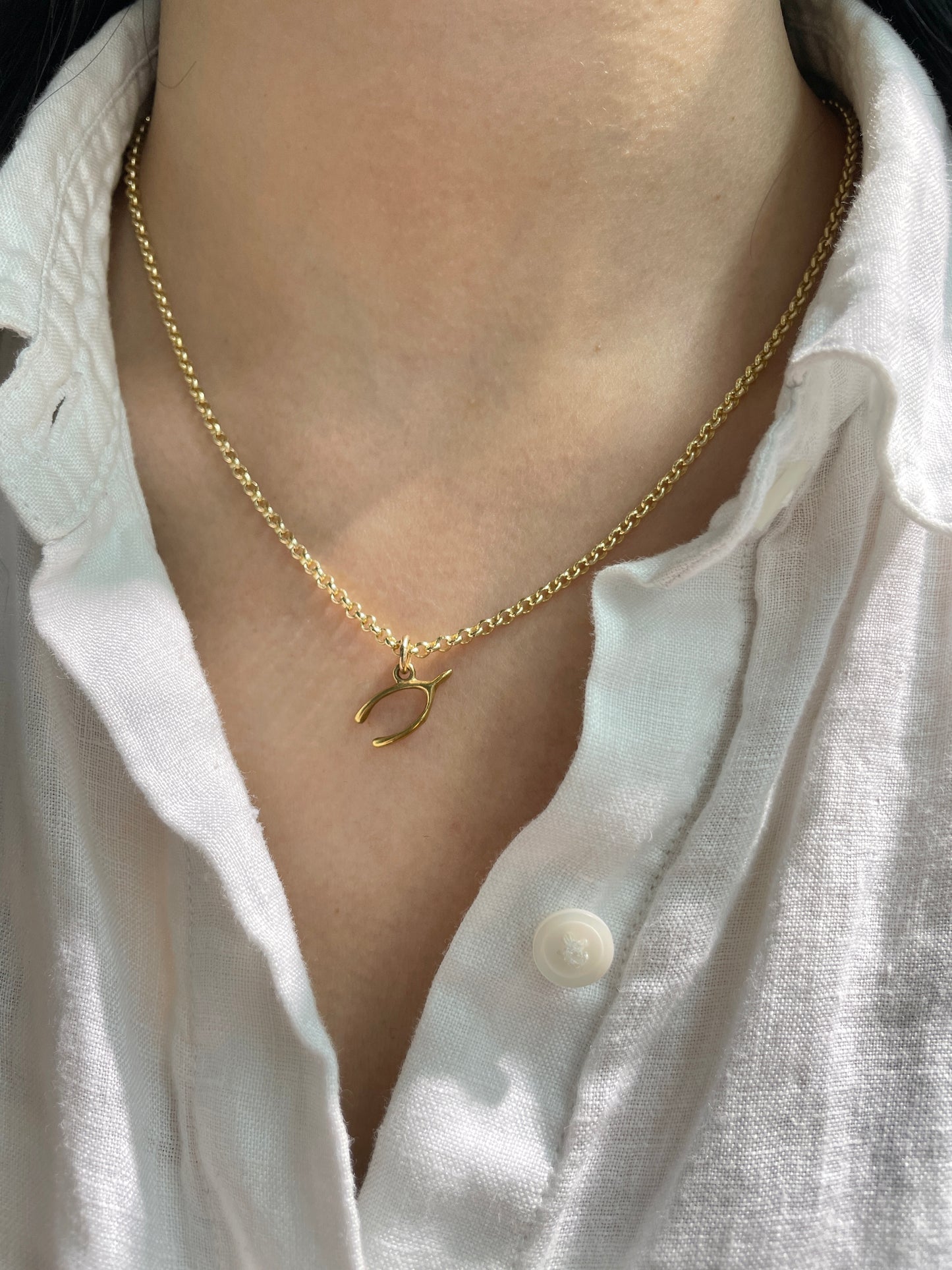 Vintage 14K Gold Wishbone Charm