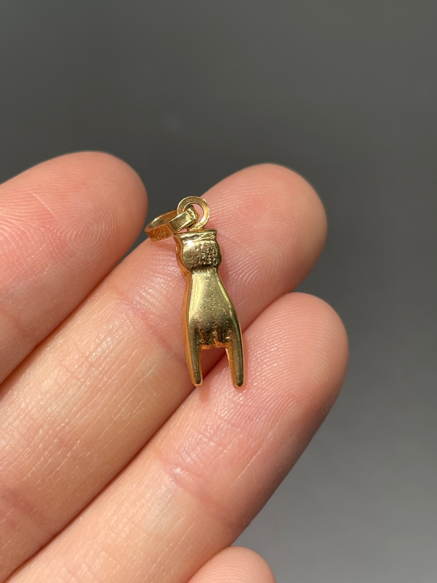 Vintage 18K Gold Rock and Roll Hand Charm