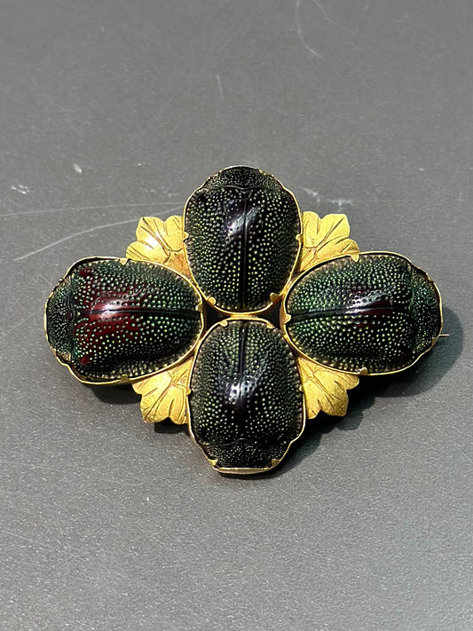 Antique Egyptian Revival 22K Gold Scarab Brooch