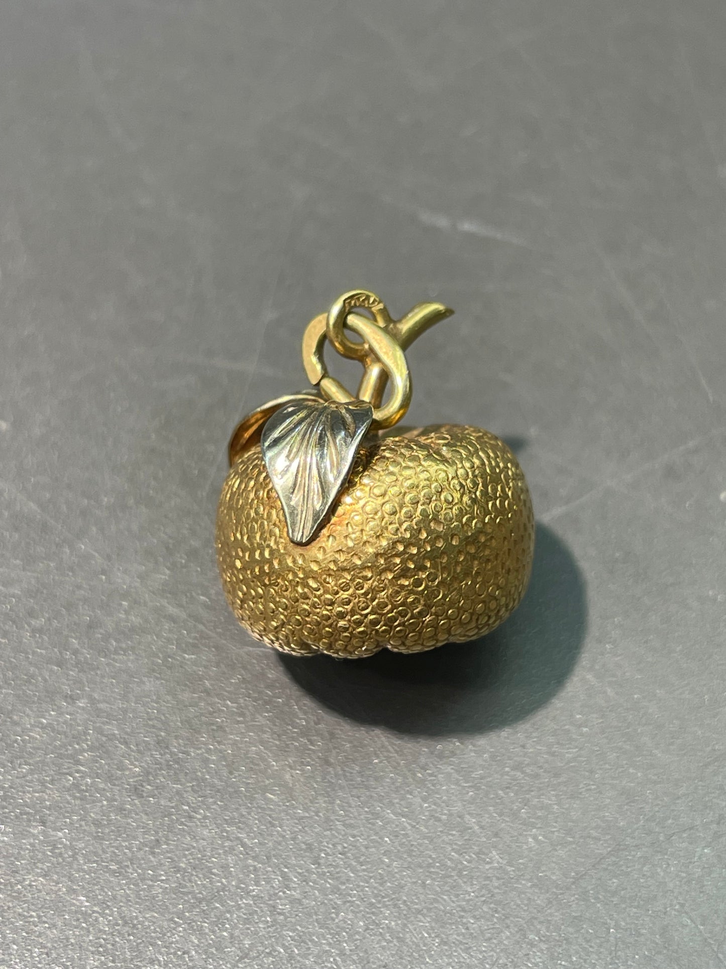 复古 18K 双色金大号橘色吊坠