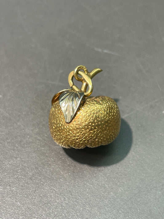 复古 18K 双色金大号橘色吊坠