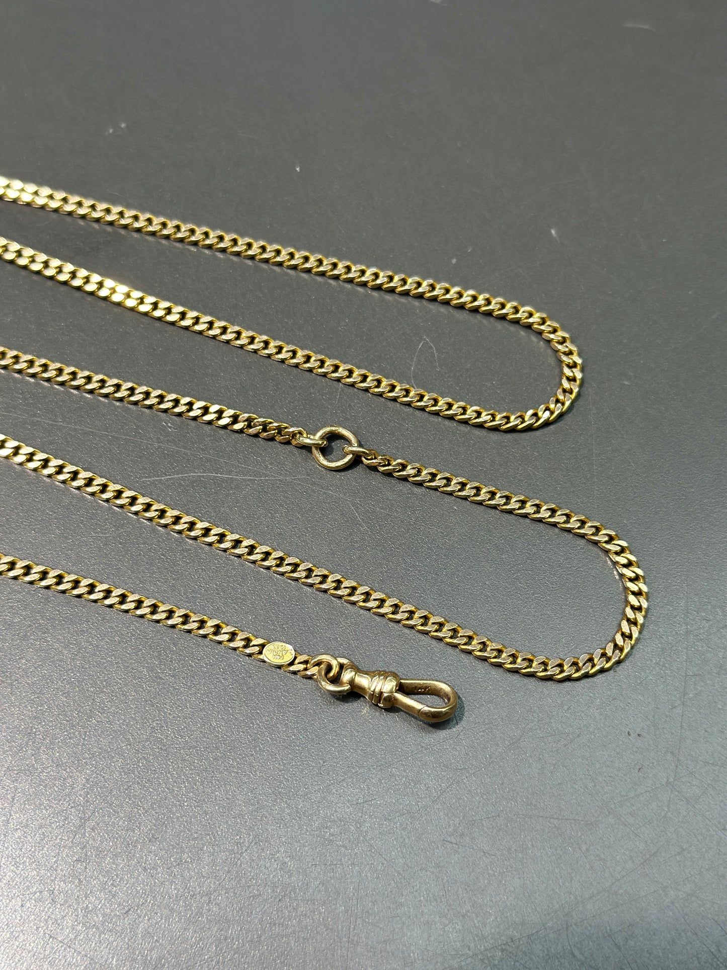 Art Deco 14K Gold Curb Link Chain 24.5”