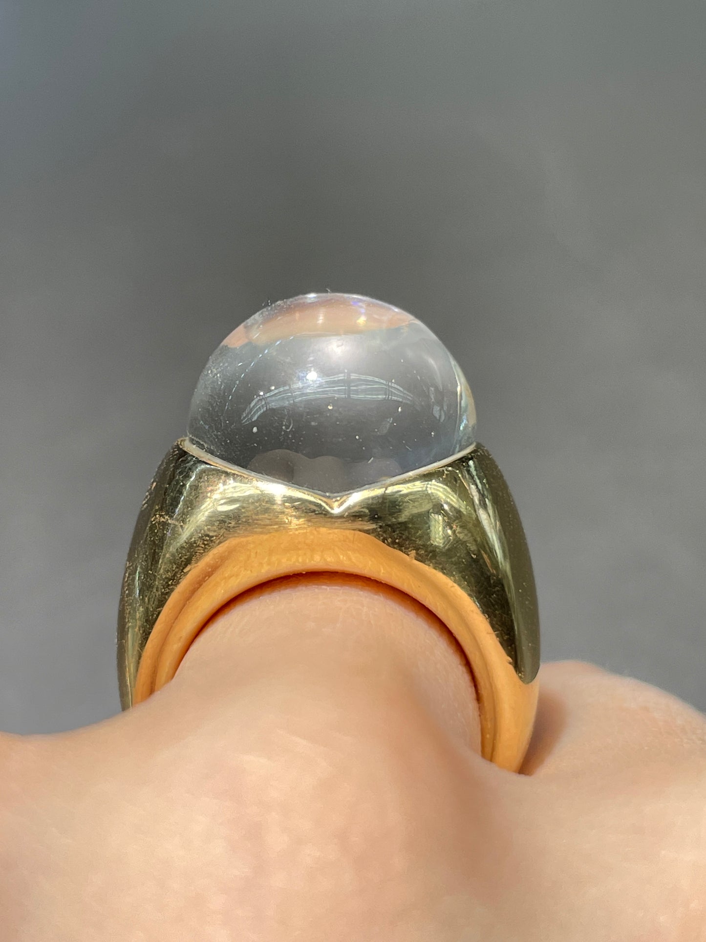 Mauboussin French 18K Gold Rock Crystal Diamond Ring