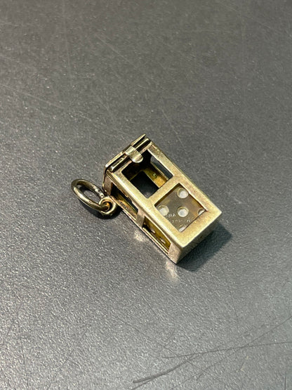 Vintage 14K Yellow Gold Articulating Dice Holder Charm Pendant