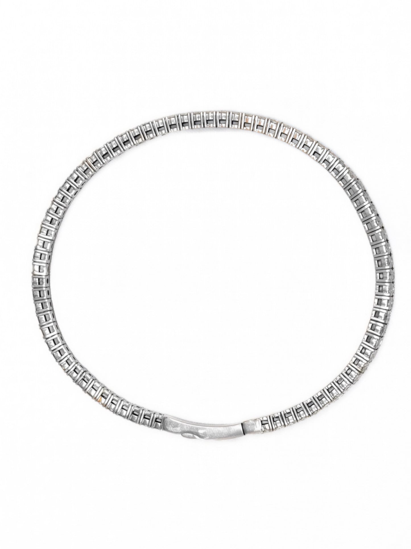 14K White Gold 2.60 CTW Diamond Flex Bangle Bracelet