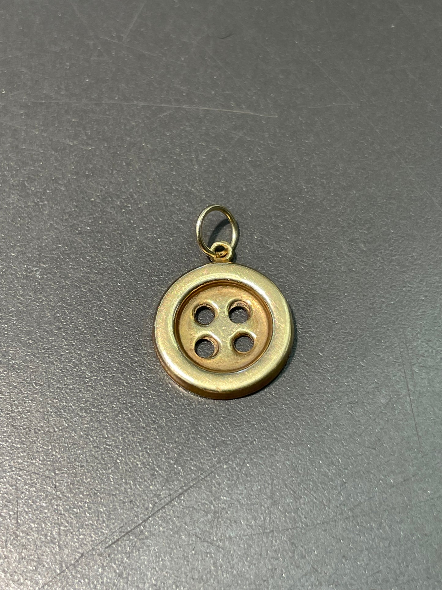 Vintage 14K Yellow Gold Button Charm Pendant