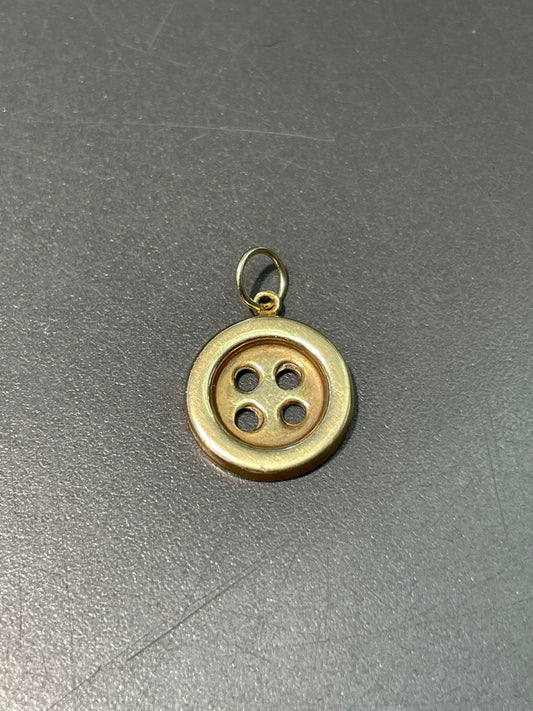 Vintage 14K Yellow Gold Button Charm Pendant