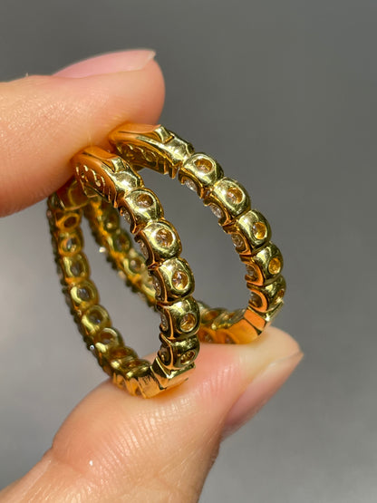 14K Yellow Gold 3.36 CTW Diamond Hoop Earring