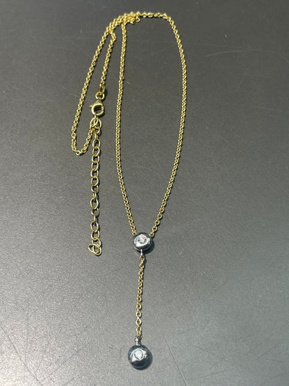 18K Yellow Gold 0.45 CTW Diamond Bezel Lariat Necklace