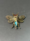 Vintage 18K Gold Articulate Turquoise and Ruby Bug Brooch