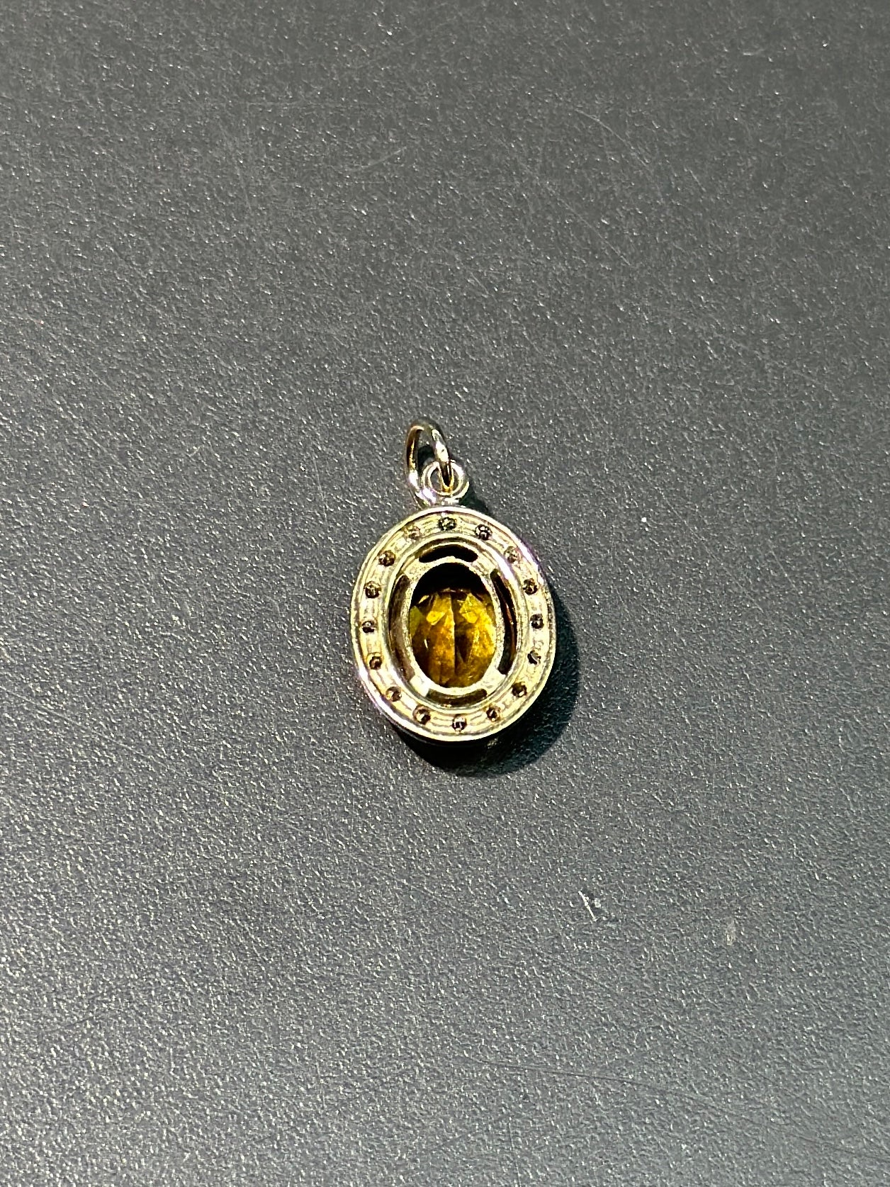 14K Gold Citrine and Diamond Halo Pendant