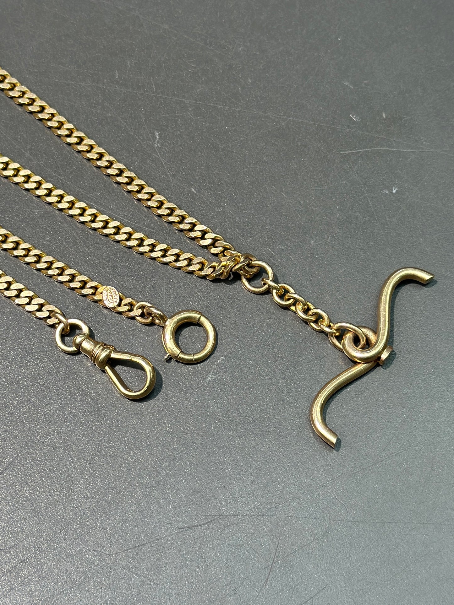 chaîne de montre vintage 14K Curb Link Albert Chain 22,5 »