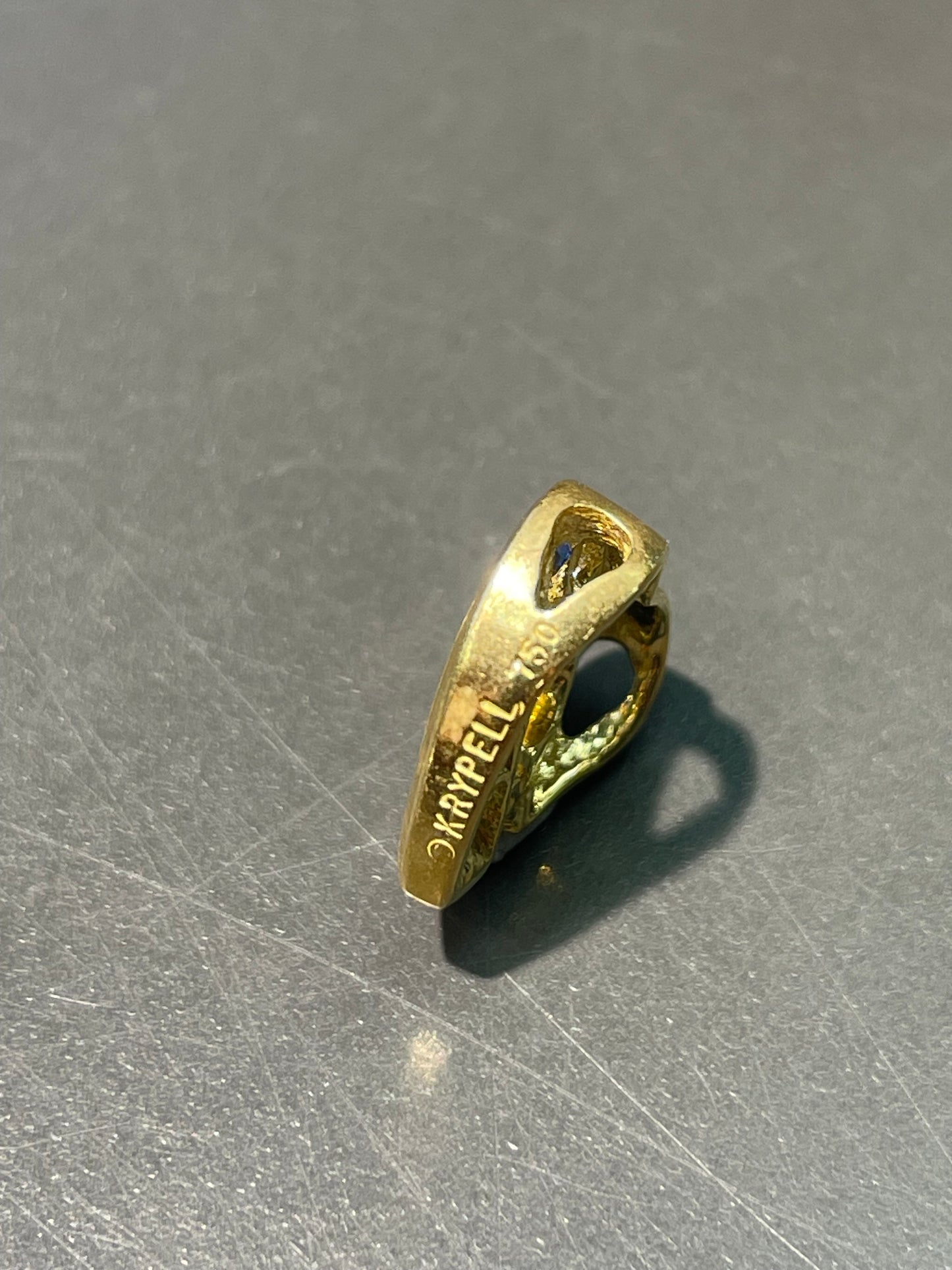 Charles Krypell 18K 金蓝宝石钻石心形滑动吊坠