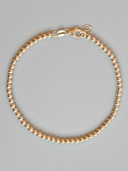 14K Gold 3.0 mm Beaded Bracelet 7.5 inch