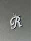 14K White Gold Diamond R Letter Charm