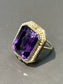 Art Deco 14K Gold Amethyst Seed Pearl Hexagon Shaped Ring