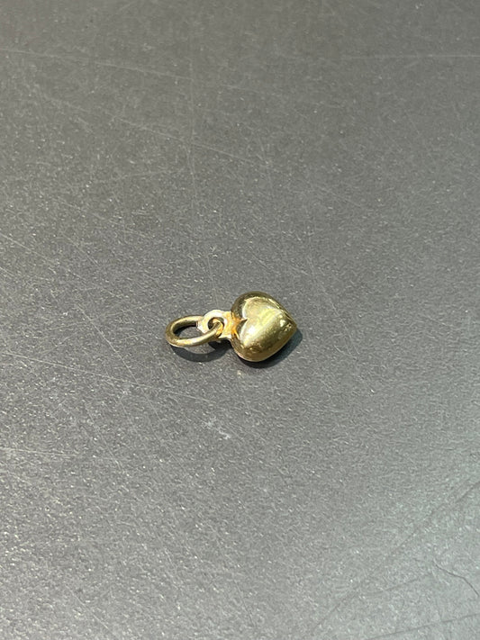 14K Gold Miniature Puffy Heart Charm Pendant