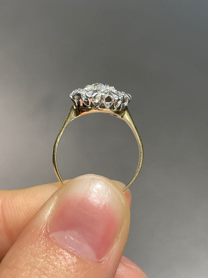 Antique 14K Gold 1.0 CTW Old Mine Cut Diamond Cluster Ring