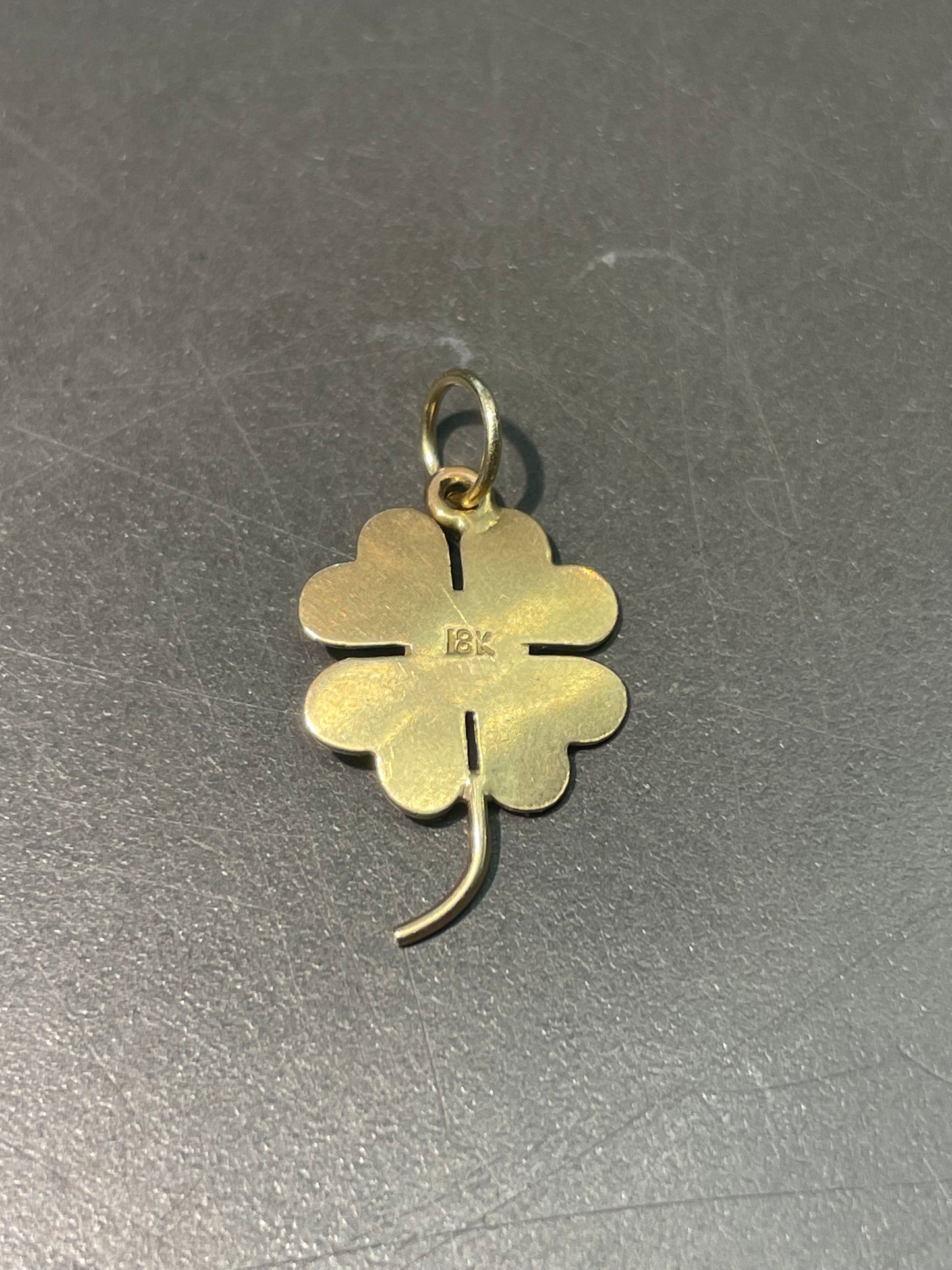 Vintage 18K Yellow Gold Four Leaf Clover Charm