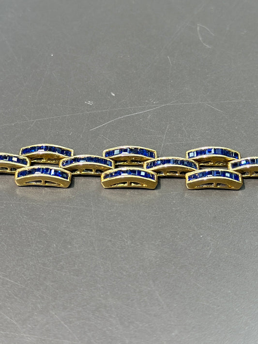 Vintage 14K Gold Natural Sapphire Woven  Bracelet