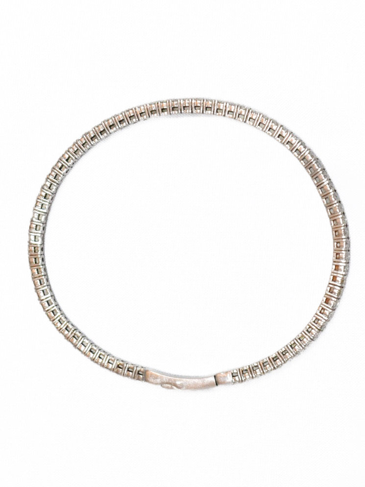 14K White Gold 2.60 CTW Diamond Flex Bangle Bracelet