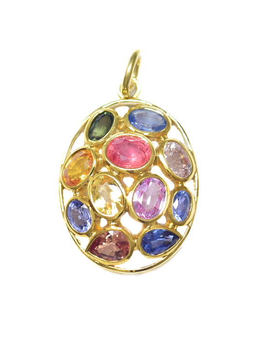 18K Gold Multi-Sapphire Pendant