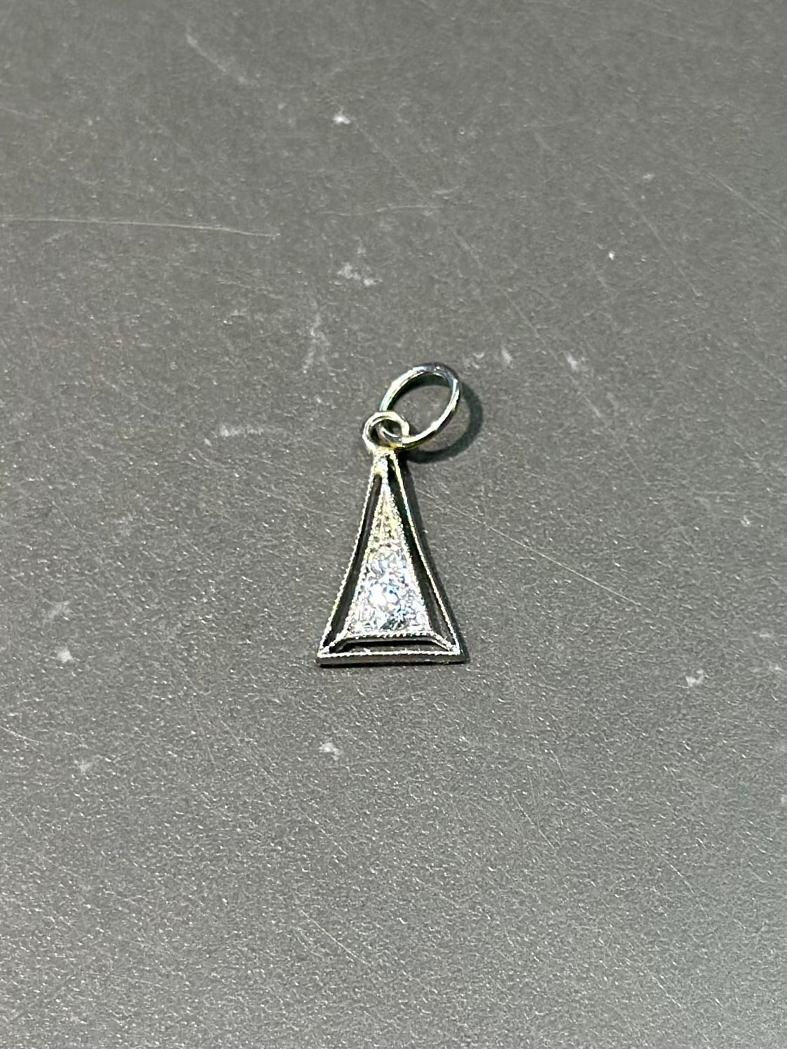 Art Deco Platinum Diamond Triangular Charm