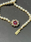 Edwardian 14K Gold Natural Saltwater Pearl Burma Ruby Diamond Necklace