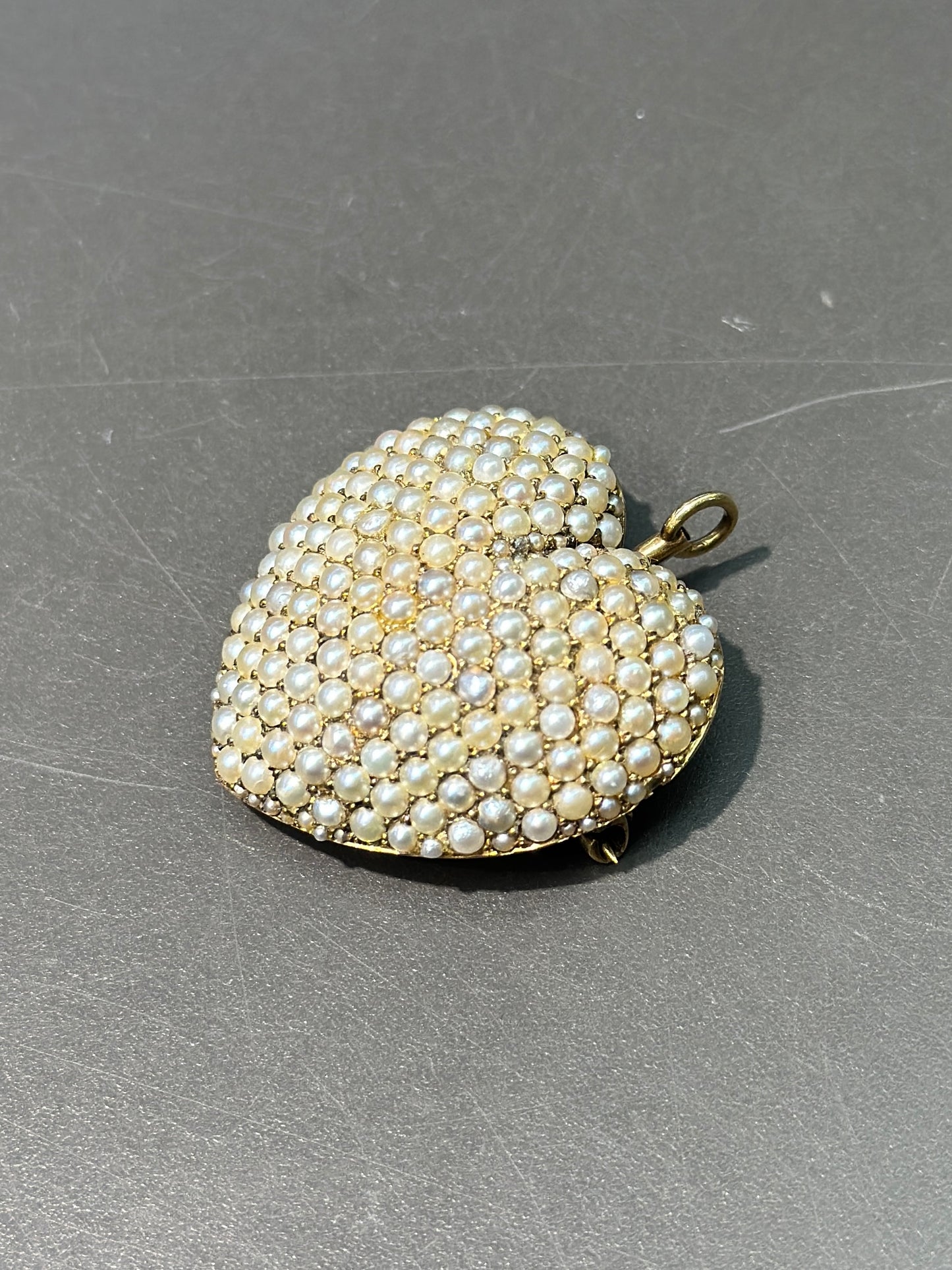 Broche pendentif en grappe de perles de graines d'or victorien 14 carats