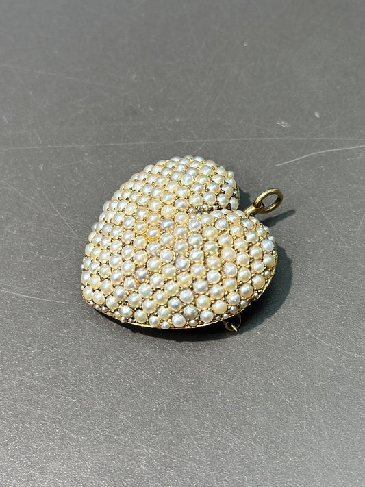 Broche pendentif en grappe de perles de graines d'or victorien 14 carats